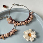 Load image into Gallery viewer, Brown hoops with beige stones 🤎

