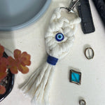 Load image into Gallery viewer, Evil eye macrame keychain 🪬
