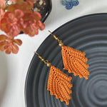 Load image into Gallery viewer, Orange leaf earring heart 🧡

